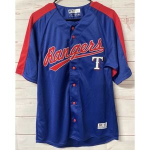 Texas Rangers MLB Baseball Jersey True Fan Blue World Series Mens Medium NEW